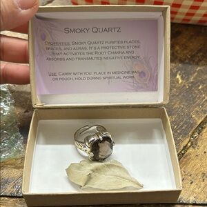 Sage Goddess Smoky Quartz Fire Priestess Ring Adjustable Statement